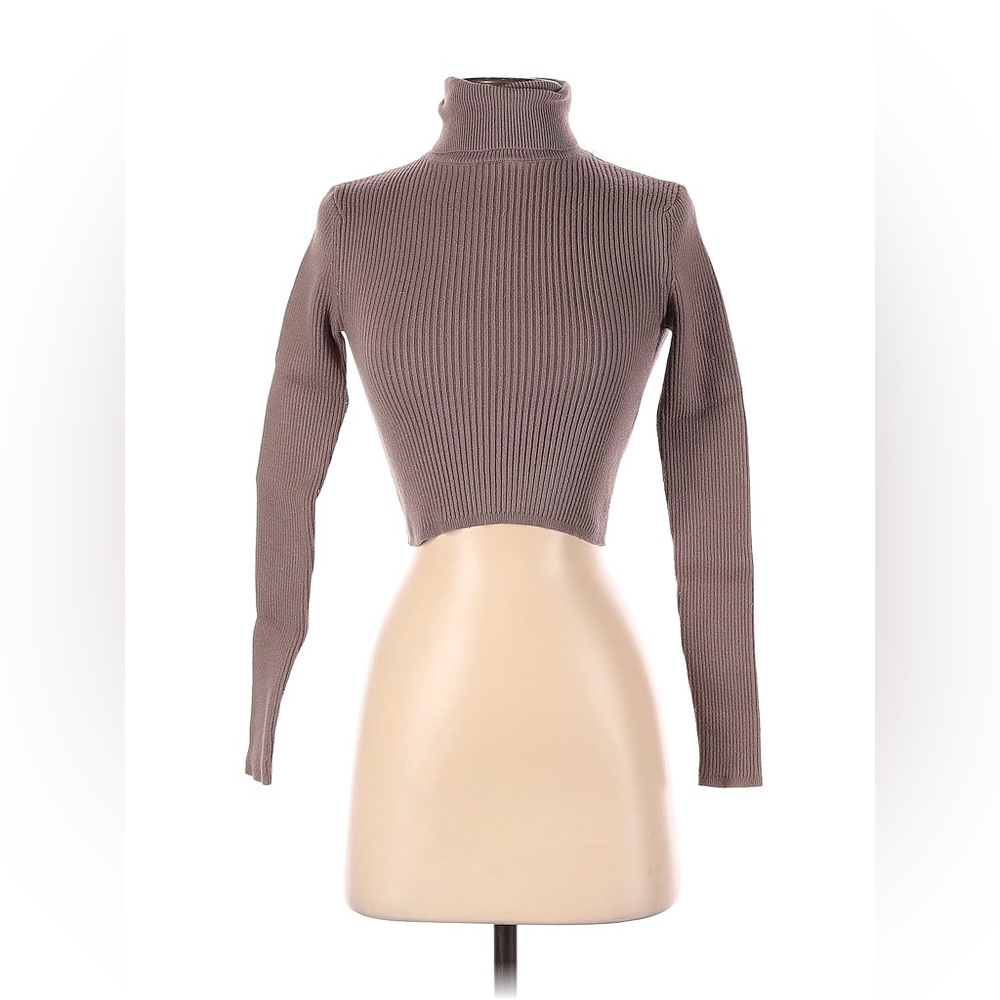 Zara Taupe Ribbed Knit Sweater